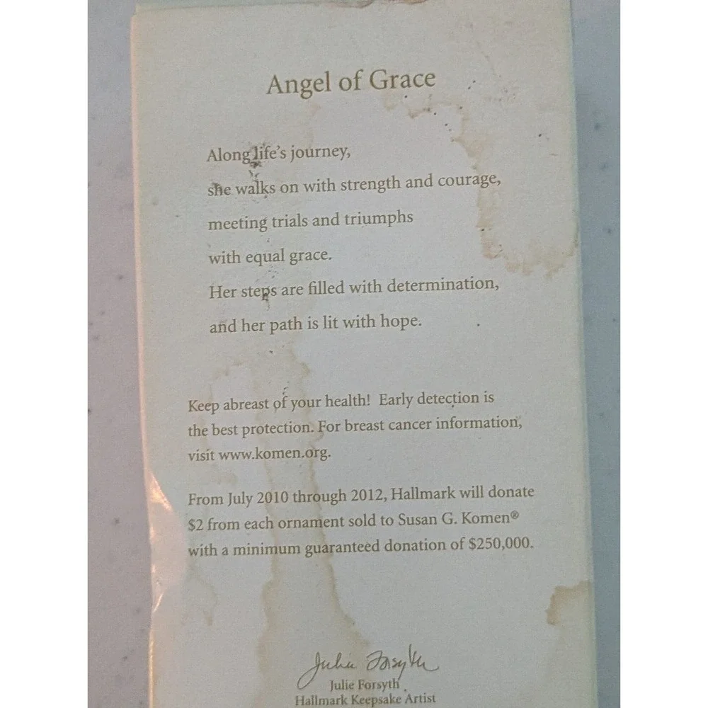 Hallmark Keepsake Ornament "Angel Of Grace" Susan G. Komen 2012 - Picture 3 of 8